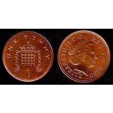 United Kingdom One Penny 2000 Portcullis Used Coin 1p QE II UK