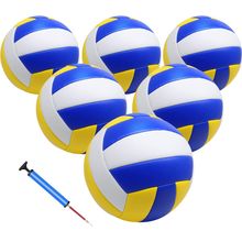 6 Pack Official Size 5 Volleyball Balls of Composite Leather Inflatable with Pum