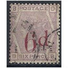 1883 SG162 6d on 6d Lilac Fine Used "DB"