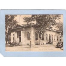 MA Athol U S Post Office Street Scene Intersection w/Old Car ma_box1~133