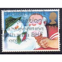 GB 1993 Greetings - Gift Giving - Father Christmas and Snowman 1st used