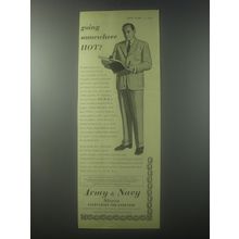1954 Army & Navy Stores Suit Ad - Going somewhere hot?