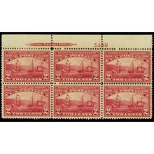 372, Mint XF H 2¢ Top Plate Block of Six Stamps * Stuart Katz