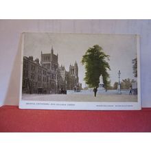 CATHEDRAL & COLLEGE GREEN, BRISTOL. used antique postcard 1907 pm =