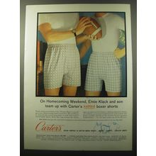 1960 Carter's Knitted Boxer Shorts Ad - On homecoming weekend, Ernie Klack