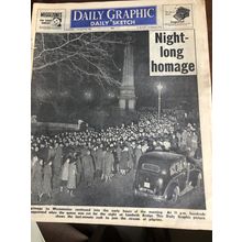 VINTAGE ORIGINAL DAILY GRAPHIC & SKETCH NEWSPAPER FEB 1952 DEATH OF GEORGE V1