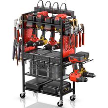 CCCEI Power Tool Organizer Cart with Charging Station, Garage Floor Rolling Stor