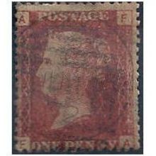 1858 SG43 1d Red Plate 110 Good/Fine Used Check Letters "FA".