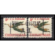 Used 1276 5c Christmas Angel (2) South Otselic, NY. E0940