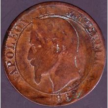 1862 K France 5 Centimes Coin