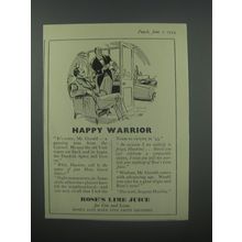 1954 Rose's Lime Juice Ad - Happy Warrior