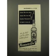 1950 Plymouth Gin Ad - Some like 'em short some like 'em tall