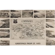 St Ives Cornwall Old Map Real Photo Postcard