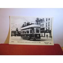 1934 TRAM CAR, DOCKYARD, PORTSMOUTH unused vintage postcard RP dated 1969 =