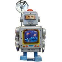 MS518 - Collectible Tin Toy - Robot Silver - 4.75"H x 2.25"W x 2"D