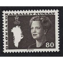 Greenland Queen Margrethe and Map of Greenland 80 ore 1980 MNH SG#114 MI#120