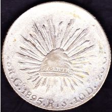 1895 Go RS Mexico 8 Reals Coin Libertad