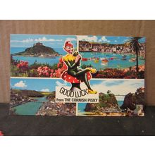 GOOD LUCK FROM THE CORNISH PISKY , multi-view unused postcard by John Hinde (a =