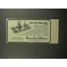 1952 Hammacher Schlemmer HoTray Gourmet Ad - Keeps hot foods hot!