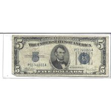 1953-A US Silver $5.00 certificate XF STAR NOTE!