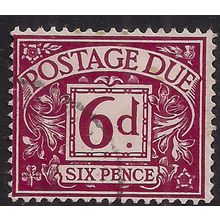 GB 1968 - 69 QE2 6d Purple Postage Due used No Wmk SG D73 ( F722 )