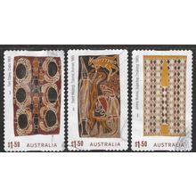 AUSTRALIA: 2025 BARK PAINTINGS OF ARNHEM LAND, USED SET 3 SELF-ADHESIVE 472/3
