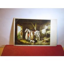 THE RECKONING by Geo Morland anique postcard art South Kensington Gallery =