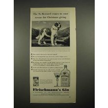 1940 Fleischmann's Gin Ad w/ St. Bernard Dog