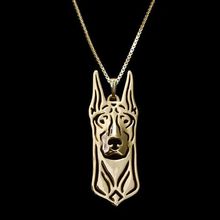 New Gold Tone Doberman Charm Pendant Necklace