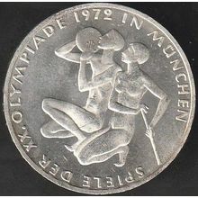 1972 J Germany 10 Mark Silver Coin Munich Olympics - Athletes