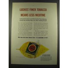 1940 Lucky Strike Cigarettes Ad - Means Less Nicotine