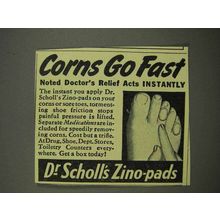 1946 Dr. Scholl's Zino-Pads Ad - Corns Go Fast