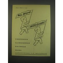 1949 Meridian Underwear, slumberwear, knitwear and socks Ad