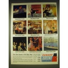 1963 Cunard Cruise Ad - Embarkation Recreation Dictation Anticipation