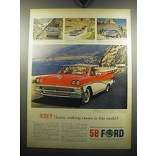 1958 Ford Convertible Ad - Ride? There's nothing newer in the world!