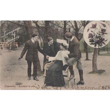 Columbine Resolved To Win Language Of Flowers Old Postcard