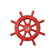 Pack Of 2] Rustic All Red Decorative Ship Wheel With Sailboat 12""