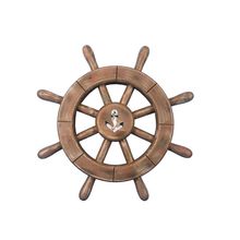 Pack Of 2] Rustic Wood Finish Decorative Ship Wheel With Anchor 12""