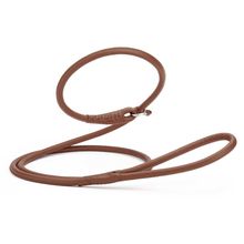 Dog Pet Round Leather Slip Lead W38" - L36", Brown