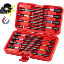 Magnetic Nut Driver Set, 16 PCS Long Nut Driver Set, 6 Inches, SAE & Metric,Colo