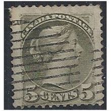 Canada 1876 SG85 5c Olive-Green Good/Fine Used .. .