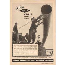 worth steel company 1950 welded pipe fully deoxidized vintage ad