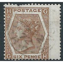 1872 SG122b 6d Pale Chestnut Fine Used Wing Margin (P Perf) Check Letters “GH”