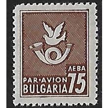 Mi 544 (**): 75 L. reddish brown Airmail Definitive: Carrier Pigeon and Posthorn