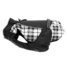 Alpine All-Weather Dog Coat -Black and White Plaid X Small