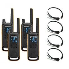 4 WALKIE TALKIE MOTOROLA T82 CON CARGADORES BATERIAS Y LARINGOFONOS 10KM ALCANCE