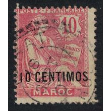 Fr. Morocco 10 Centimos Ovpt 1908 Canc SG#19 MI#12 Sc#16