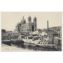 MARSEILLE Canal St Jean et Cathédrale France early 20th C. RPPC No. 7