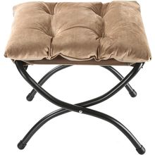 15" Foldable Foot Stool Ottoman with Metal Frame - Washable Khaki Upholstered In