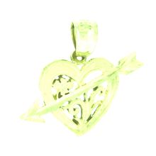 New 14k Solid Yellow Gold Arrow and Heart Pendant Charm 19 x 21 mm